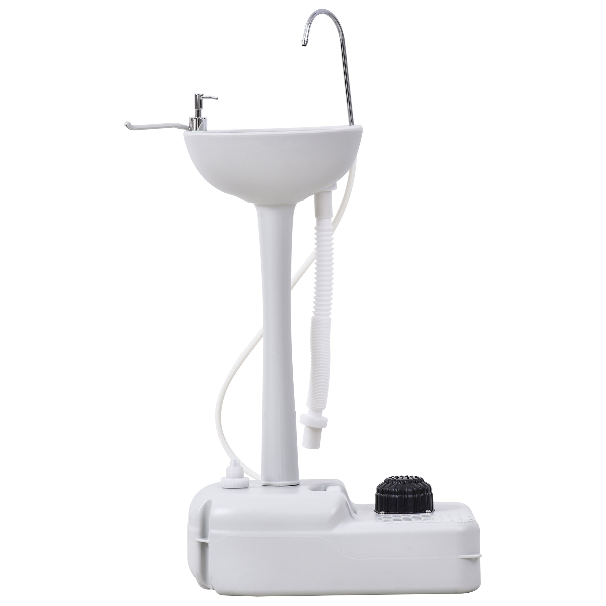 Kleankin Portable Camping Sink, Handwashing Station Basin With 4.5 Gallon Tank, Rolling Wheels & Soap Dispenser For Rv, Outdoor Events, Gatherings, Hdpe, White Antique White Plastic
