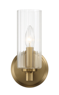 Jardin Single Light Wall Sconce With Clear Ribbed Glass Satin Brass Clear,Gold Brass,Glass