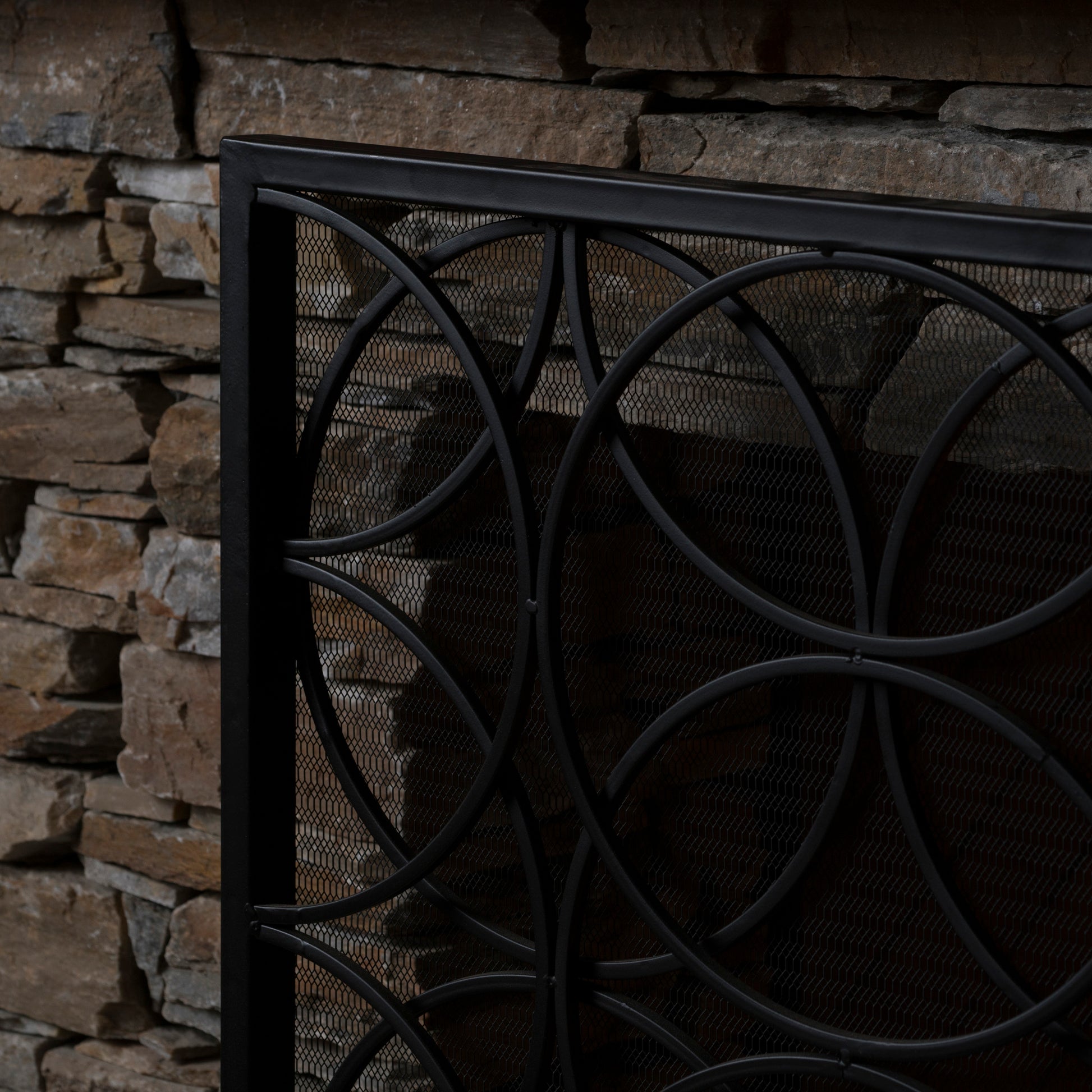 Thayer Single Panel Iron Fireplace Screen Black Primary Living Space American Design,Antique,Classic Iron