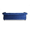 Classic 3 Seater Velvet Sofa In Navy Blue, Offering Timeless Elegance And Luxurious Comfort For Your Living Space, Featuring Plush Upholstery For Ultimate Relaxation And Stylish Entertaining Navy Blue Velvet Wood Primary Living Space Medium Soft Tight