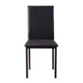 Set Of 4 Dining Chairs Black Faux Leather Upholstery Casual Dining Room Furniture Metal Frame Black Dining Room Side Chair Metal
