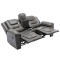 Home Theater Recliner Set Manual Recliner Chair With Wide Armrest, Two Built In Cup Holders For Living Room,Bedroom, Grey Grey Foam Pu