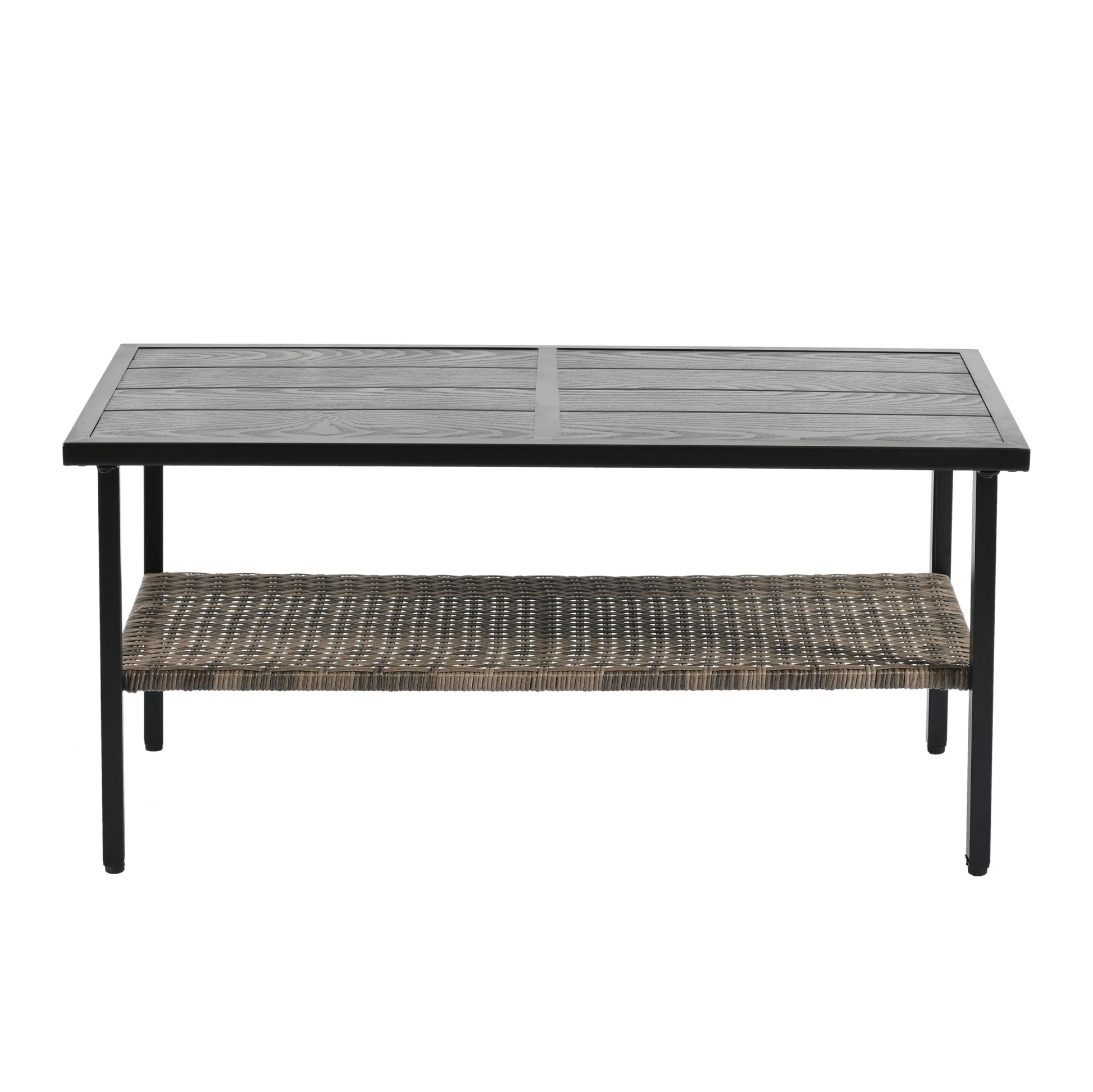 Patio Furniture, Outdoor Furniture, Seasonal Pe Wicker Furniture, Four Set Wicker Furniture With Black Metal Table Yes Brown Seats 4 Pe Rattan Iron Waterproof Fabric