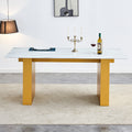 Large Modern Rectangular Table With 0.4 Inch Patterned Tabletop And Large Mdf Table Legs, Suitable For Kitchen, Dining Room, And Living Room 71 