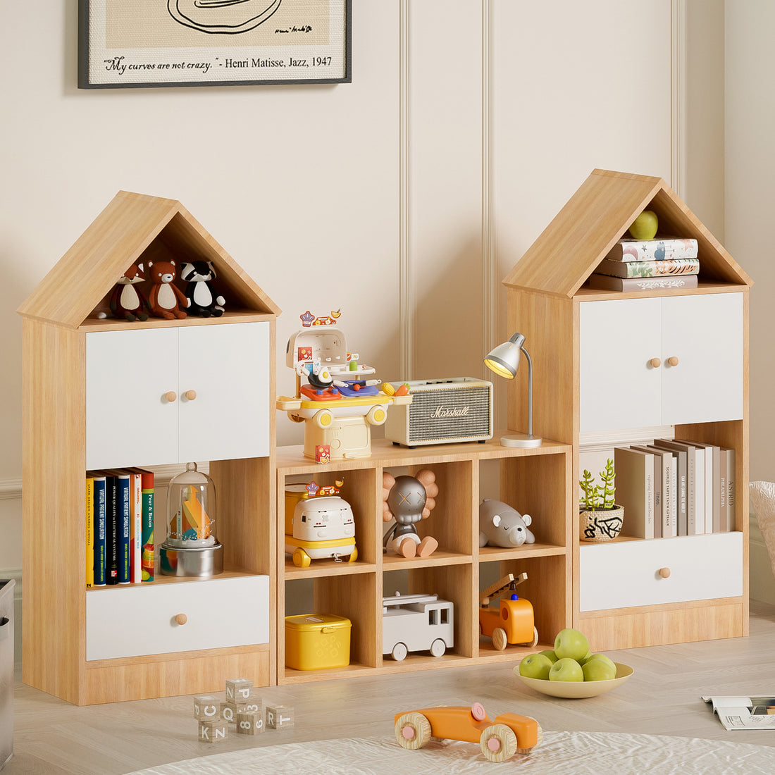 Versatile Children'S Bookshelf With House Shaped Design, Multi Functional Storage For Books And Toys, Adjustable Placement, Durable Kids Organizer For Playroom Or Bedroom Easy Assembly & Safe For