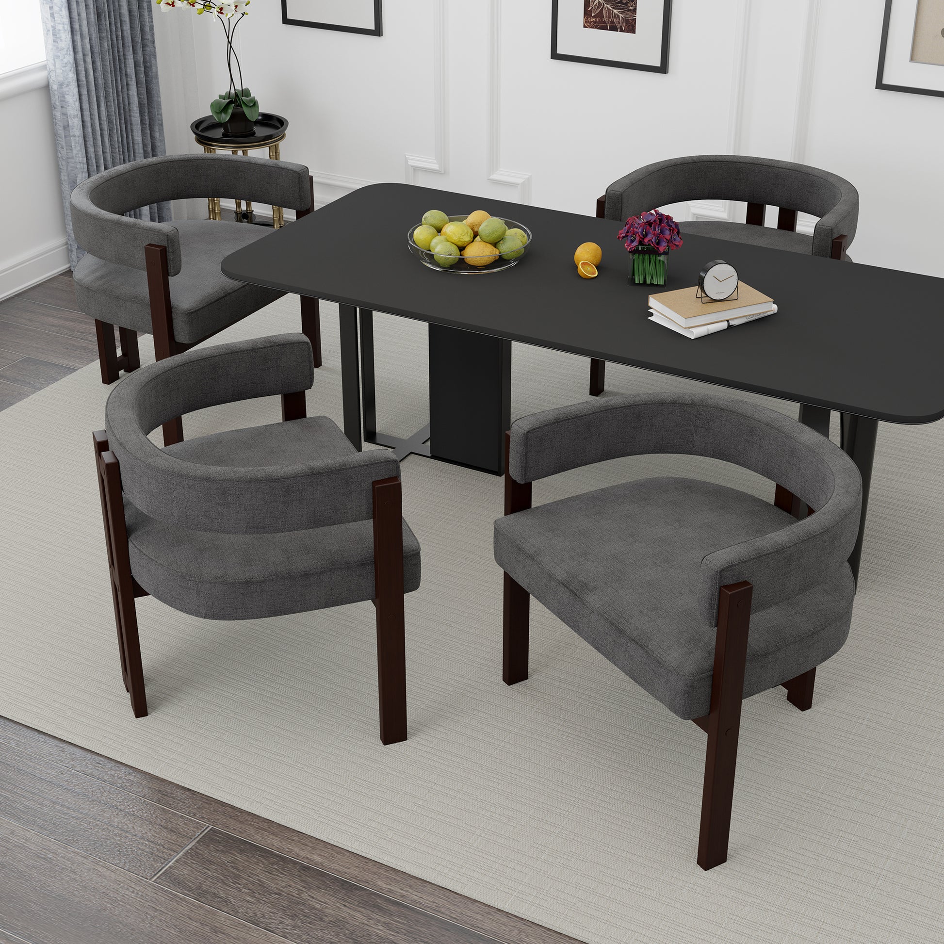 Coolmore Modern Accent Chair Teddy Upholstered Armchair With Open Back 3 Legs Barrel Dining Chair Comfy Side Chair For Living Room Bedroom Dining Room Set Of 2 Gray Gray Primary Living Space Foam