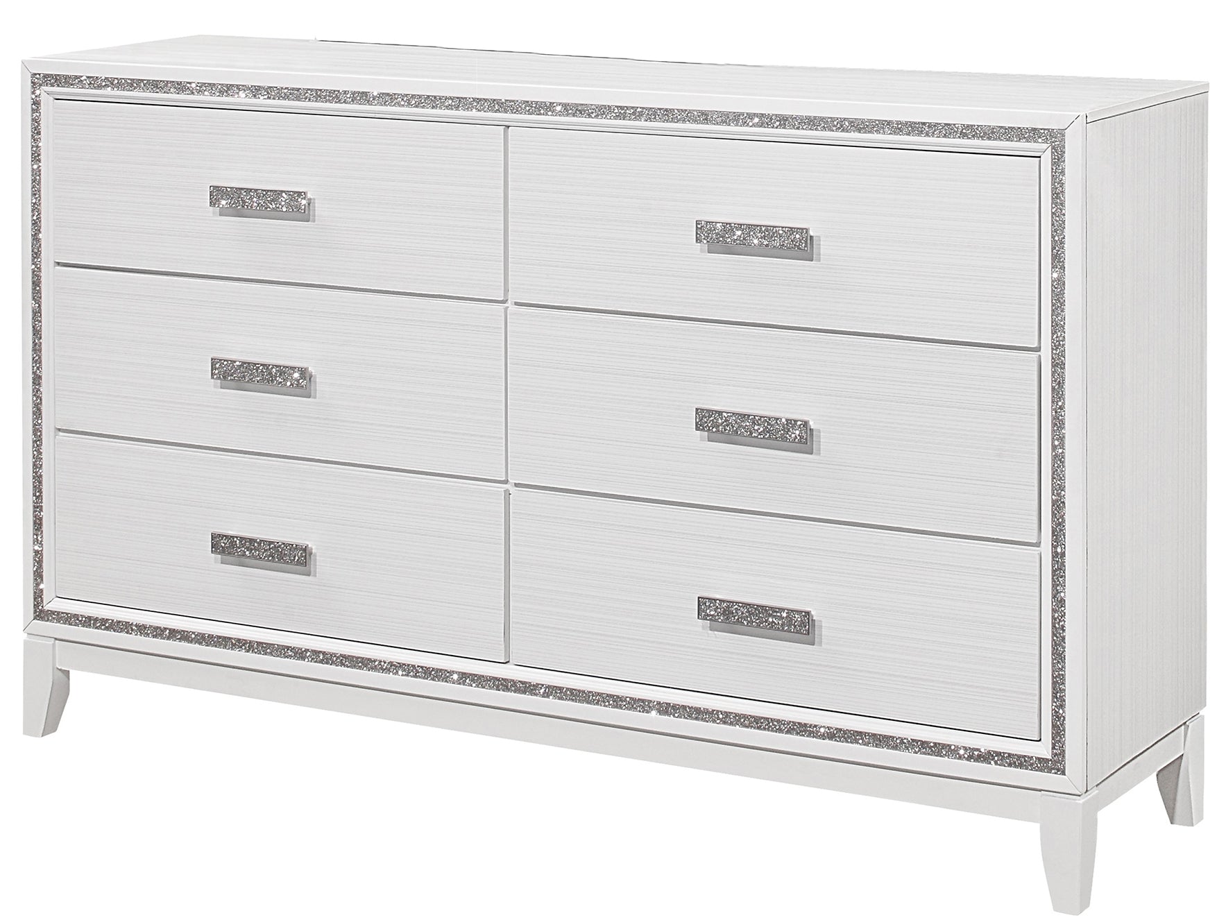 Almera Glitter White Dresser White Rubber Wood