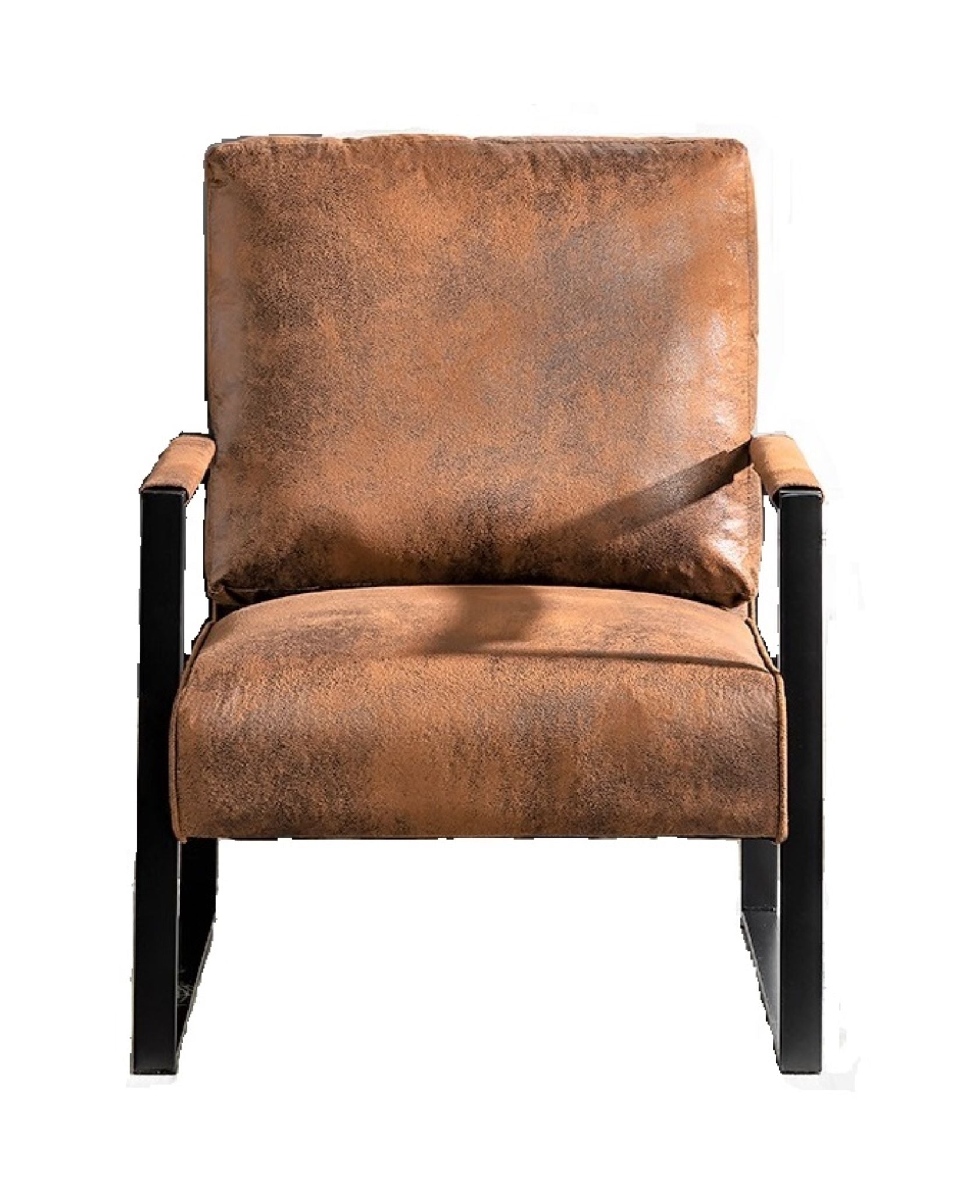 Classic Mid Century Modern Accent Chair With Durable Square Metal Frame, Armchair For Living Room, Bedroom, Home Office In Spotted Microfiber Upholstery, Light Brown Light Brown Microfiber