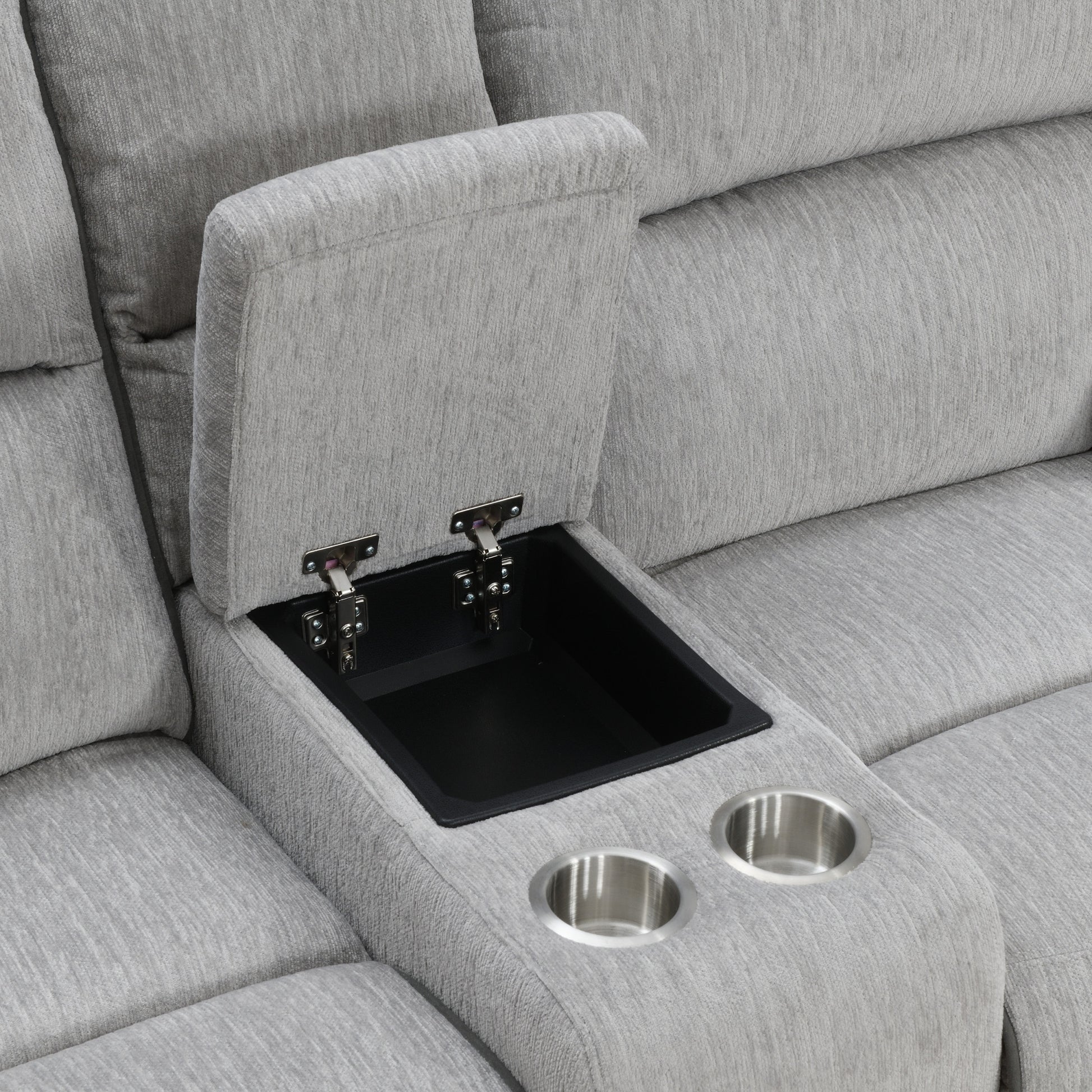 Cyprus 3 Piece Reclining Living Room Set Gray Gray Fabric