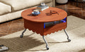 Round Lift Top Coffee Table With Wheels, Metal Frame And Multi Color Lighting In 27.6