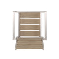 Outdoor Modern Aluminum Dining Chair With Faux Wood Seat Set Of 2 , Natural And Silver Natural Aluminium