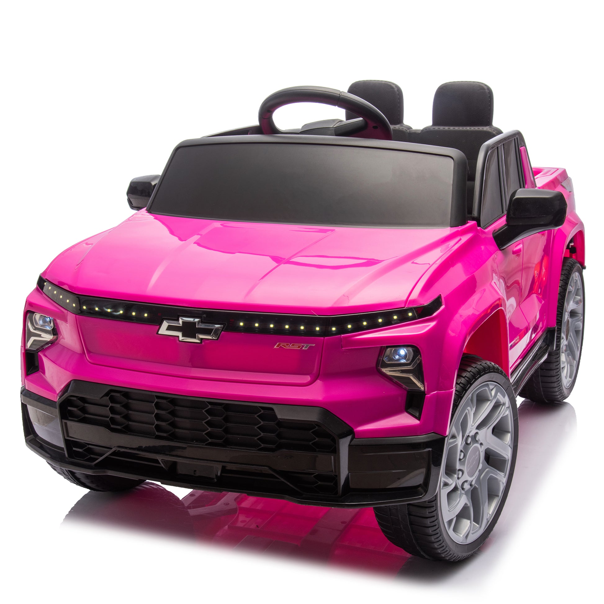 24V Kids Ride On Car W Parents Control,Licensed Chevrolet Silverado,Four Wheel Suspension,Led Lights,Bluetooth,Music,Usb,Mp3,Power Display,Speeds 2.49 3.73Mph For Kids Aged 2 5. Pink 50 99 Lbs