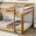 Solid Wooden, Solid Rubber Wooden Twin Over Twin Loft Bed With Ladder, With Bed Platform Of Strengthened Slatsnatural Twin Natural Rubber Wood