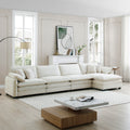 Corduroy Sofa Modern Upholstered 4 Seater With With 1 Footstool Corduroy Fabric Sofaoffice Living Room Apartment Comfort Sofa, Easy To Assemble With 2 Arm Pillows And 4 Throw Pillows Beige Corduroy 4 Seat