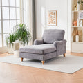 Modern Mid Century Indoor Oversized Chaise Lounger Comfort Sleeper Sofa With Soild Wood Legs Grey Foam 1 Seat