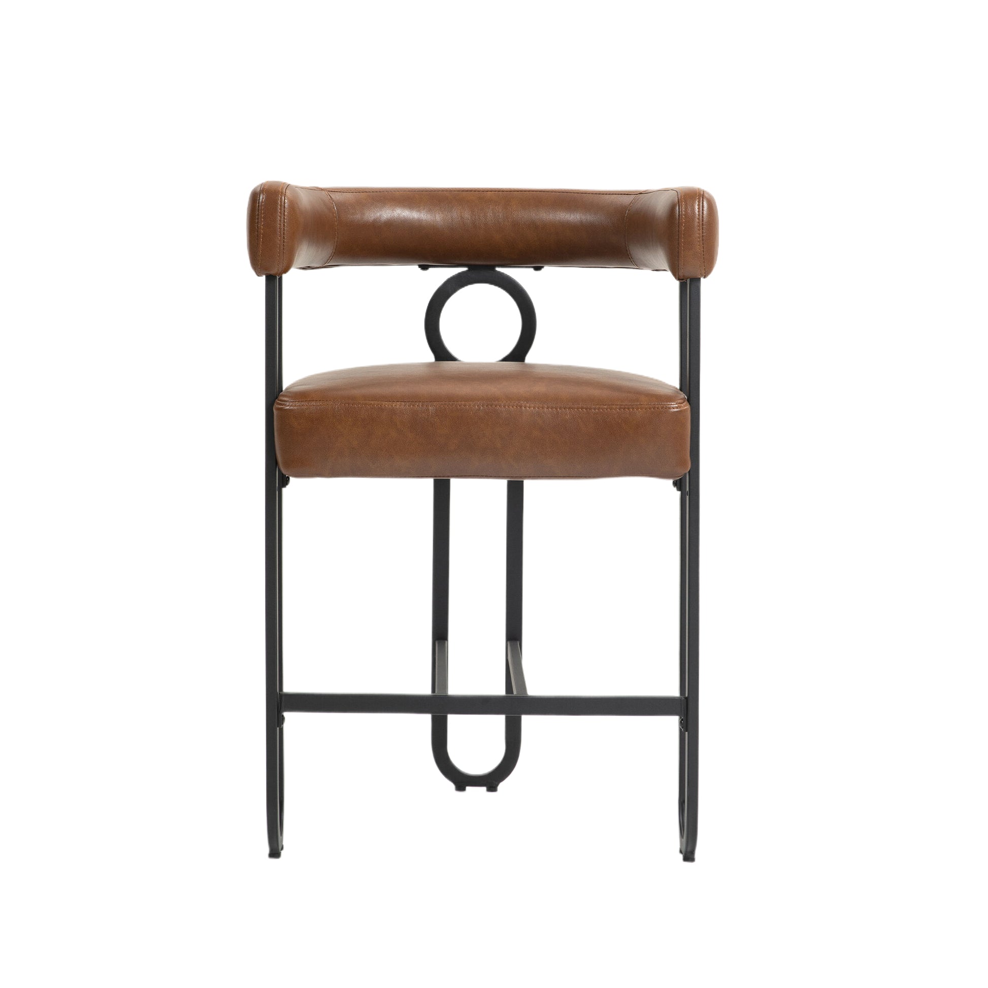 Coolmore Bar Stools Set Of 2, Modern Bar Stool With Back, Black Metal Frames, Upholstered Bar Stools For Kitchen Island, Pub, Club Light Brown Pu Light Brown Foam Pu Leather