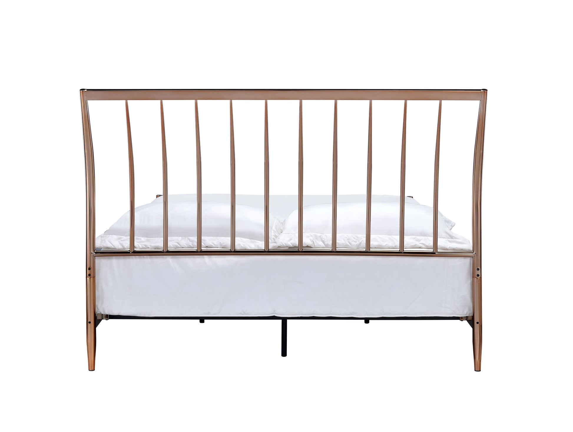 Copper Queen Bed With Slat Headboard Box Spring Not Required Queen Gold Metal Bedroom Slat Beds Metal