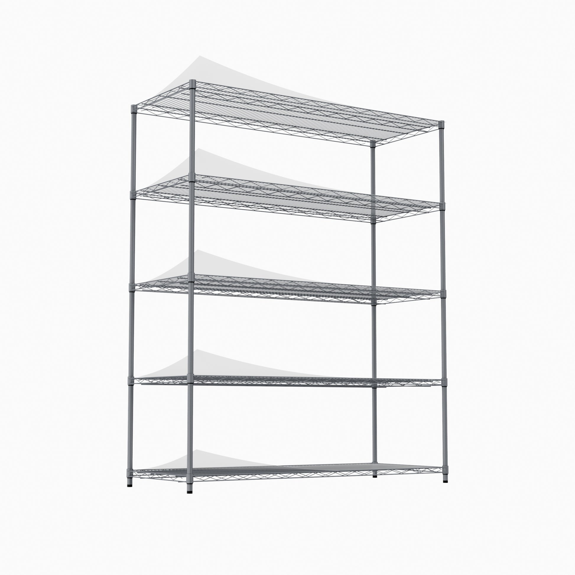 5 Tier Heavy Duty Adjustable Shelving And Racking, 300 Lbs. Per Wire Shelf, With Wheels And Shelf Liners, For Warehouses, Supermarkets, Kitchens, Etc. 59.45 "L 24.02 "W 71.65 "H,Gray Gray Steel