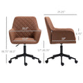 Vinsetto Mid Back Modern Home Office Chair Swivel Computer Desk Chair With Adjustable Height, Microfiber Cloth, Diamond Line Design, And Padded Armrests, Brown Brown Plastic