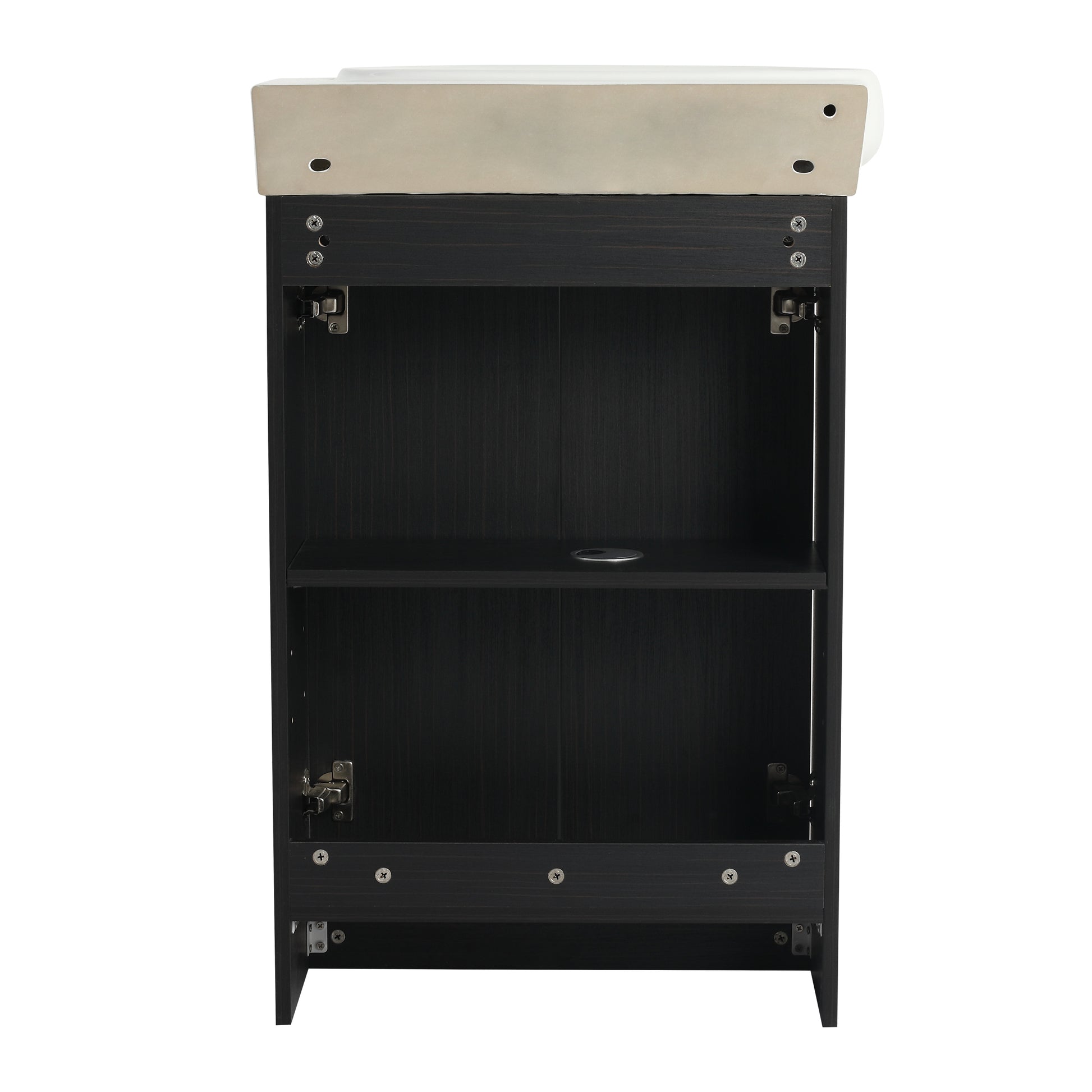 23" Freestanding Bathroom Vanity With Sink, Soft Close Doors Black Chestnut Bathroom Modern Plywood