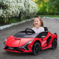 Aosom Lamborghini Sian Licensed Kids Ride On Car, 12V Battery Powered Electric Sports Car Toy With Remote Control, Horn, Music, & Headlights, Red Red Plastic