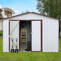 Metal Garden Sheds 10Ftx12Ft Outdoor White Coffee White Metal