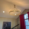 24 Light Steel Dimmable Candle Style Wagon Wheel Chandelier Ul Certified Antique Brass Black Ceiling Lights Steel Metal