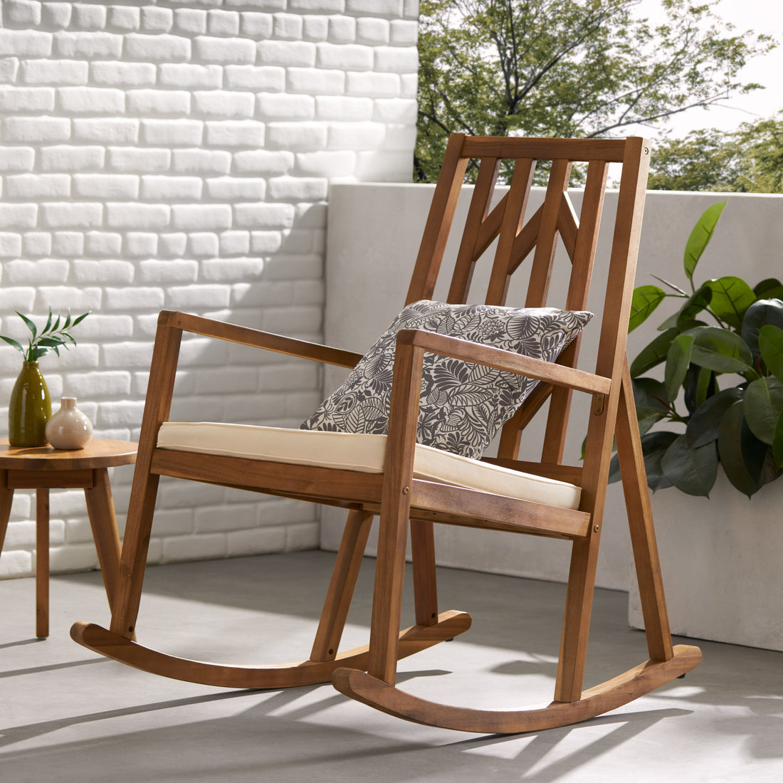 Nuna Rocking Chair With Cushion 5Cm Teak Acacia Wood