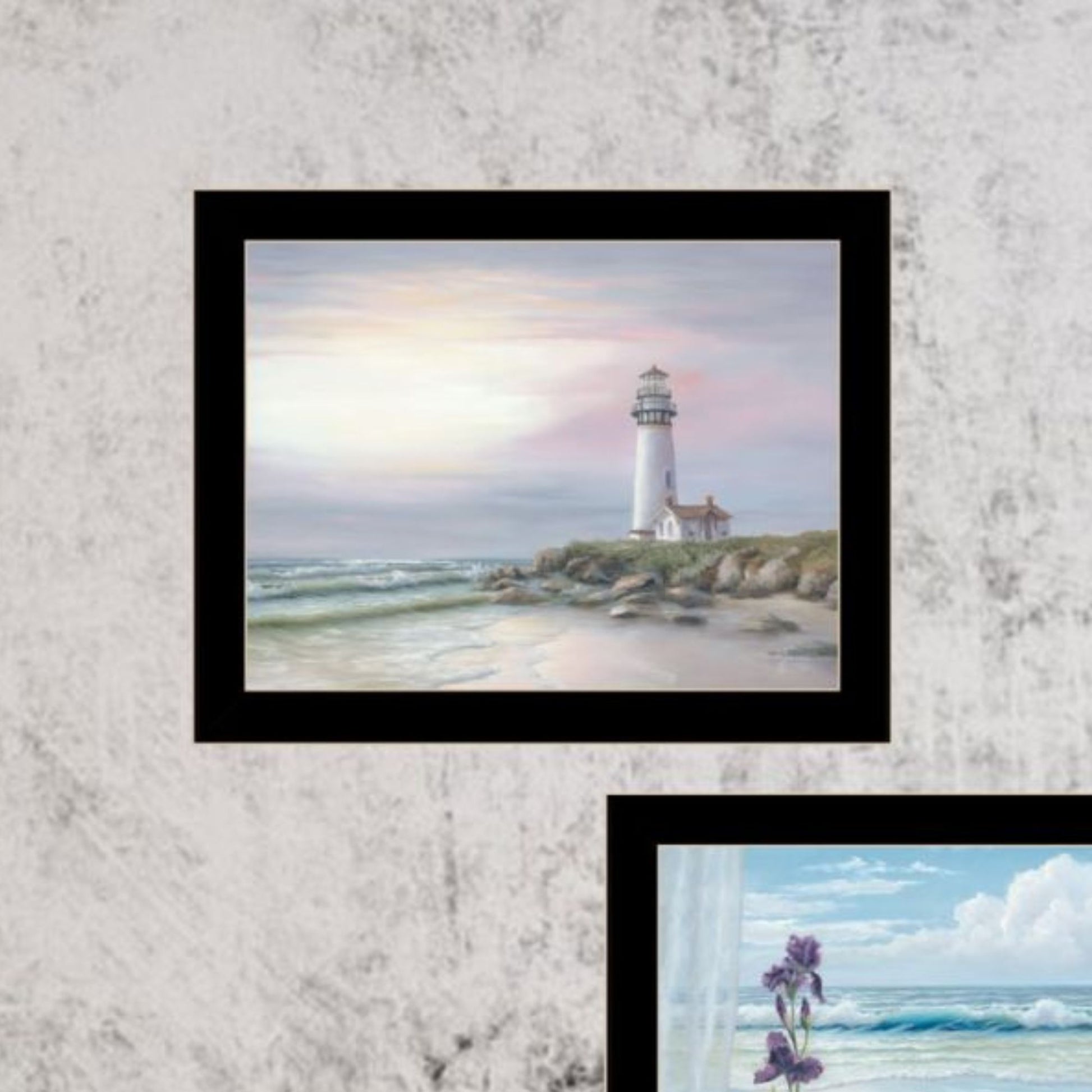 "Lighthouse At Sunset" Framed Wall Art For Living Room, Wall Art Print For Home Decor, Bedroom Wall Art By Georgia Janisse Multicolor Wood Paper