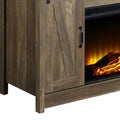 Rustic Oak 2 Door Fireplace With 2 Shelves Electric Rustic Primary Living Space Farmhouse,Rustic No Freestanding Paper Composite Electric