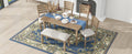 Dining Room Table And Chairs With Bench, Rustic Wood Dining Set, Set Of 6 Natural Wood Wash Natural Wood Wash Solid Wood