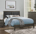 Contemporary Design Dark Gray Finish Queen Bed 1Pc Button Tufted Faux Leather Upholstered Headboard Wooden Bedroom Furniture Box Spring Required Queen Dark Gray Wood Bedroom Contemporary Panel Faux Leather Wood