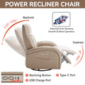 Brown Leatheraire Swivel And Rocker Power Recliner Chair With Lumbar Support, Max Swivel Degree 270 , Heavy Duty Motion Mechanism With Usb And Type C Ports Brown Faux Leather Power Push Button Metal Primary Living Space Medium Firm Pillow Back Heavy Duty