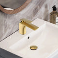 Single Hole Bathroom Sink Faucet With Pop Up Drain And Water Supply Hose, Single Handle Bathroom Faucet One Brushed Gold Bathroom 1 Hole Faucets Brass