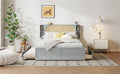 Queen Size Rattan Headboard Bed With Two Drawers And Trundle, Gray Queen Gray Solid Wood Mdf