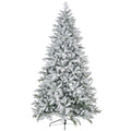 Homcom 8Ft Snow Flocked Artificial Christmas Tree With 2003 Tips, Foldable Metal Stand, Easy Assembly, Hinged Xmas Tree For Home, Office, Holiday, Green Green Plastic