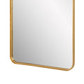 38 Inch Wood Wall Mirror, Metal Frame, Rounded Corners, Gold Gold Wood Metal