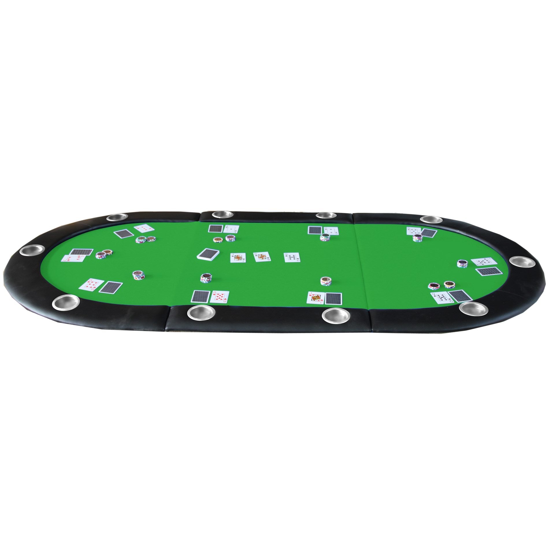 Folding Poker Table Top For 10 Players Tri Fold Texas Holdem Blackjack Casino Game Tabletop Green Green Primary Living Space Modern Mdf