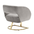 Coolmore Upholstered Tufted Living Room Chair Textured Linen Fabric Accent Chair With Metal Stand Gray Velvet