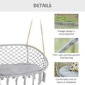 Outsunny 2 Person Hammock Chair Macrame Swing With Soft Cushion, Hanging Cotton Rope Chair For Indoor Outdoor Home Patio Backyard, Grey Gray Steel