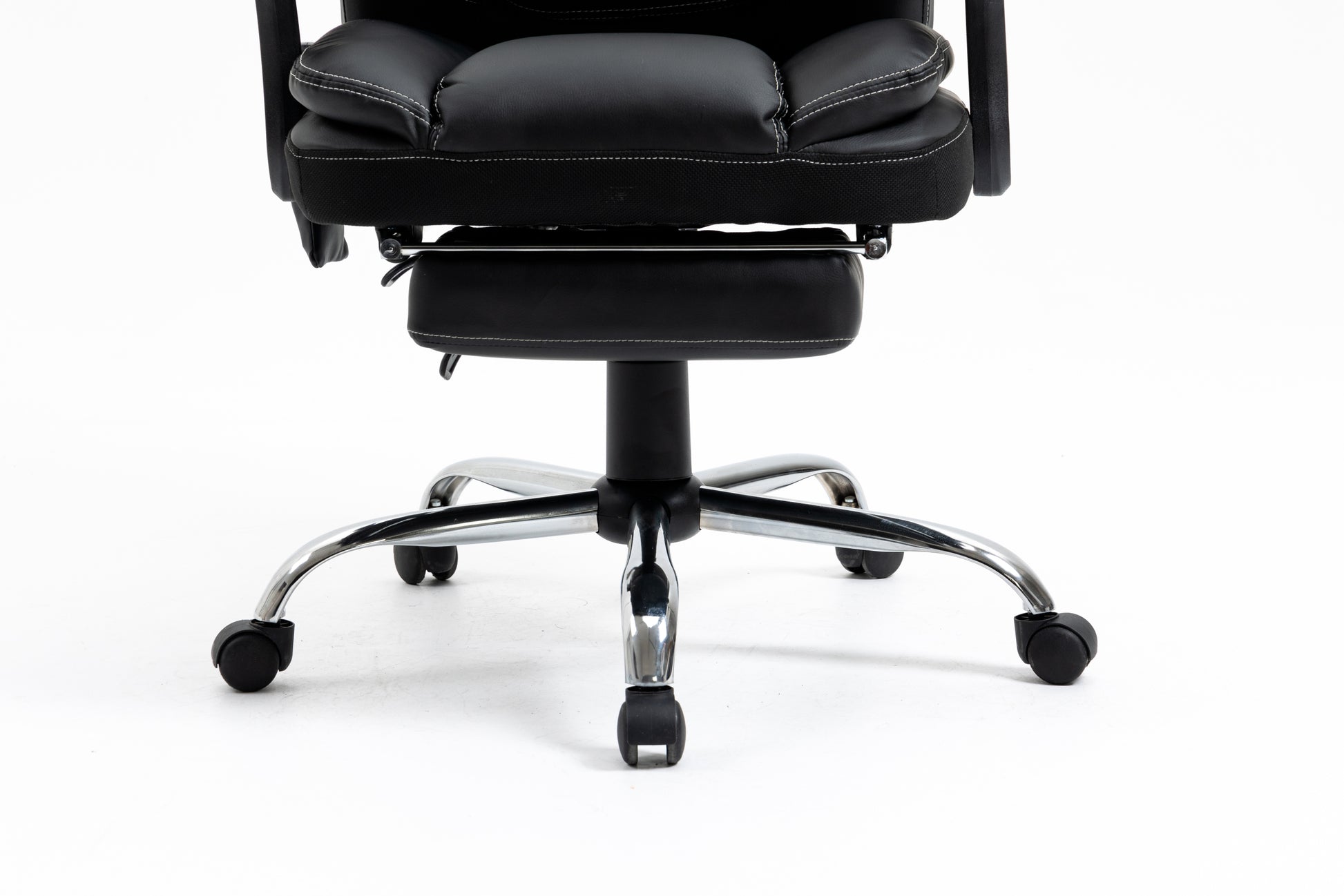 Massage Reclining Office Chair With Footrest, High Back Computer Chair Home Desk Ergonomic Executive Office Chair With Armrests, Adjustable Height. Black Faux Leather