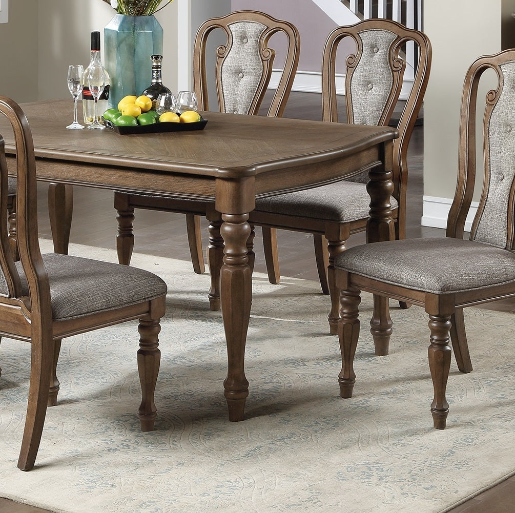 Transitional Style 7Pc Dining Set Dining Table 6Xside Chairs Cushion Seat Ash Oak Finish Kitchen Dining Room Wood Wood Oak Seats 6 Wood Dining Room Contemporary,Modern,Transitional Rubberwood 4 Leg Rectangular Dining Table With Chair Rubber Wood,Solid