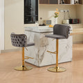 Swivel Barstools Adjusatble Seat Height With Gold Plating Base, Classic Velvet Upholstered Bar Stools With The Whole Back Tufted, For Home Pub And Kitchen Island,Gray, Set Of 2 Gray American Design,Classic Bar Stools Set Of 2 Foam Velvet