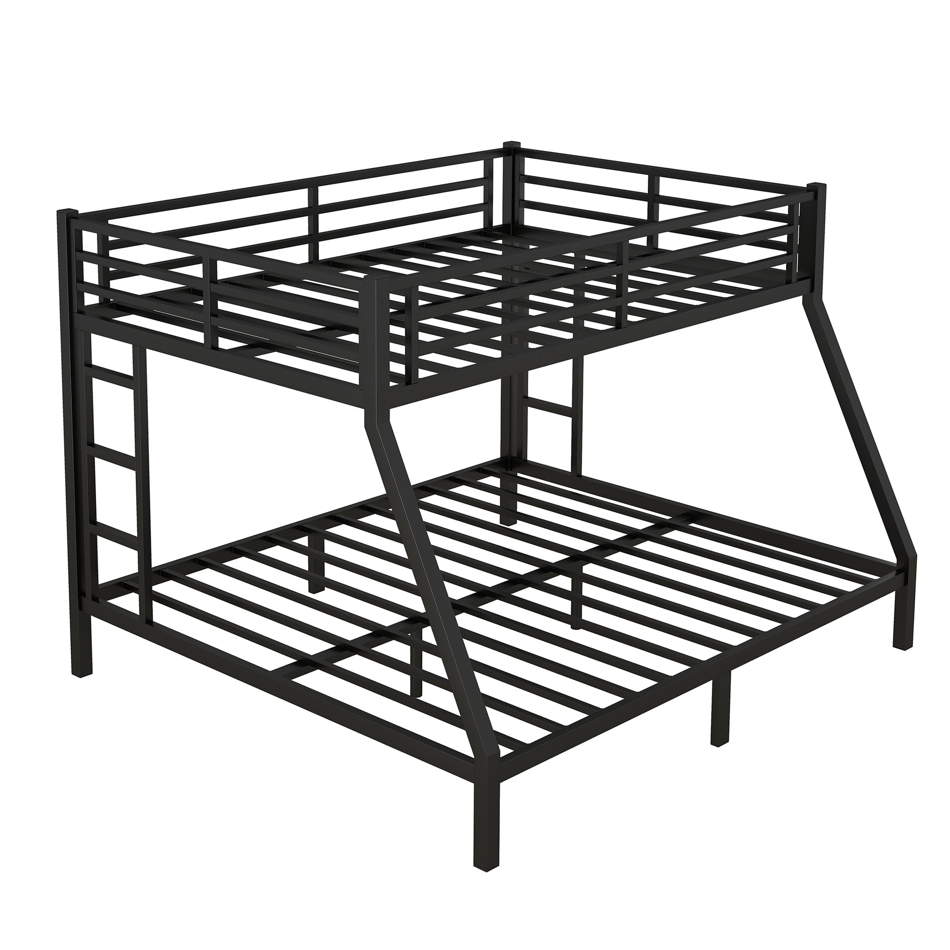 Metal Full Xl Over King Bunk Bed For Teens And Adults,Space Saving Noise Reduced No Box Spring Needed, Black Full Xl Black Metal