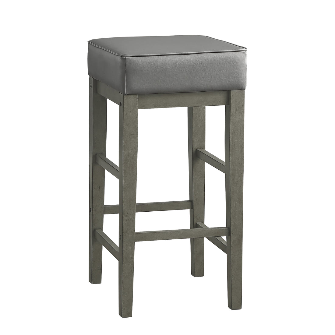 Transitional Gray Faux Leather Seat 29 Inch Pub Height Stools Set Of 2, Antique Gray Finish Solid Wood Frame Antique Gray,Gray Gray Dining Room Transitional Solid Wood