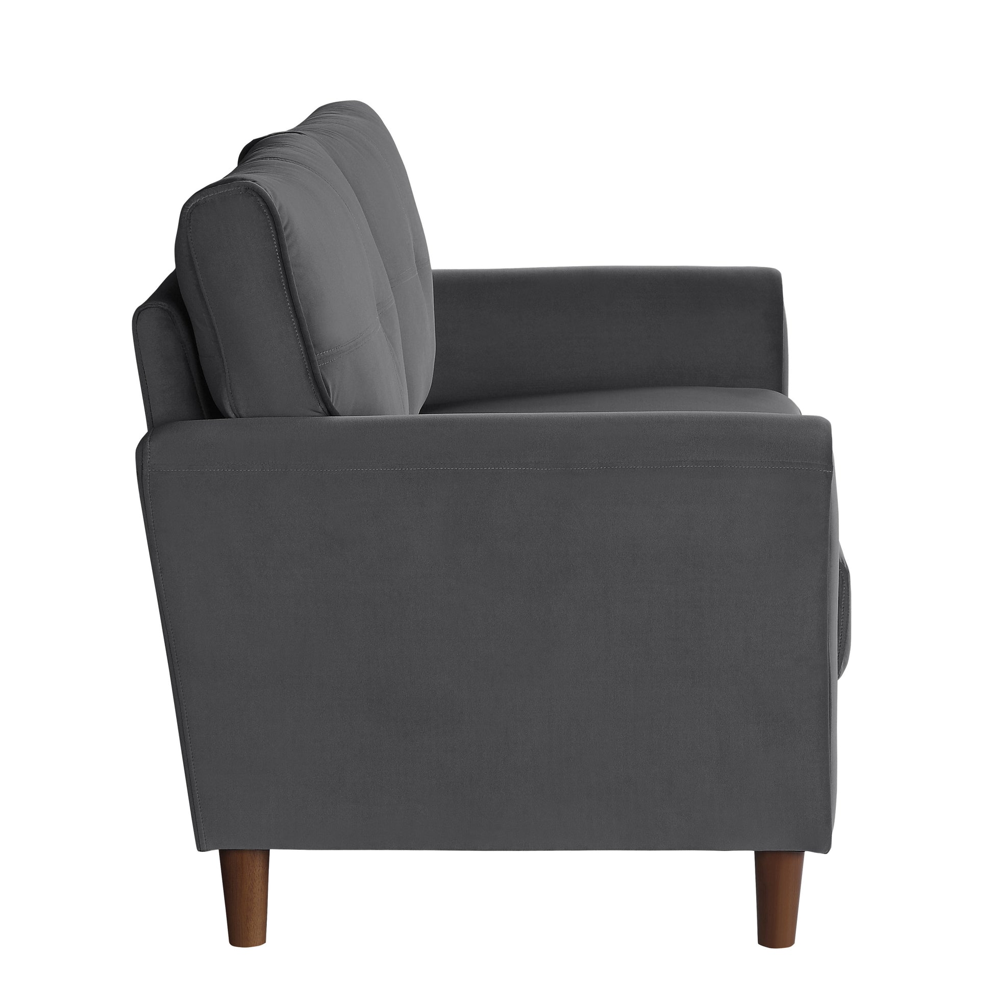 Gray Velvet Upholstery 1Pc Comfort Loveseat Plush Seatbacks Tufted Detail Solid Wood Frame Modern Living Room Furniture Gray Velvet Wood Primary Living Space Modern Flared Arms Solid Wood