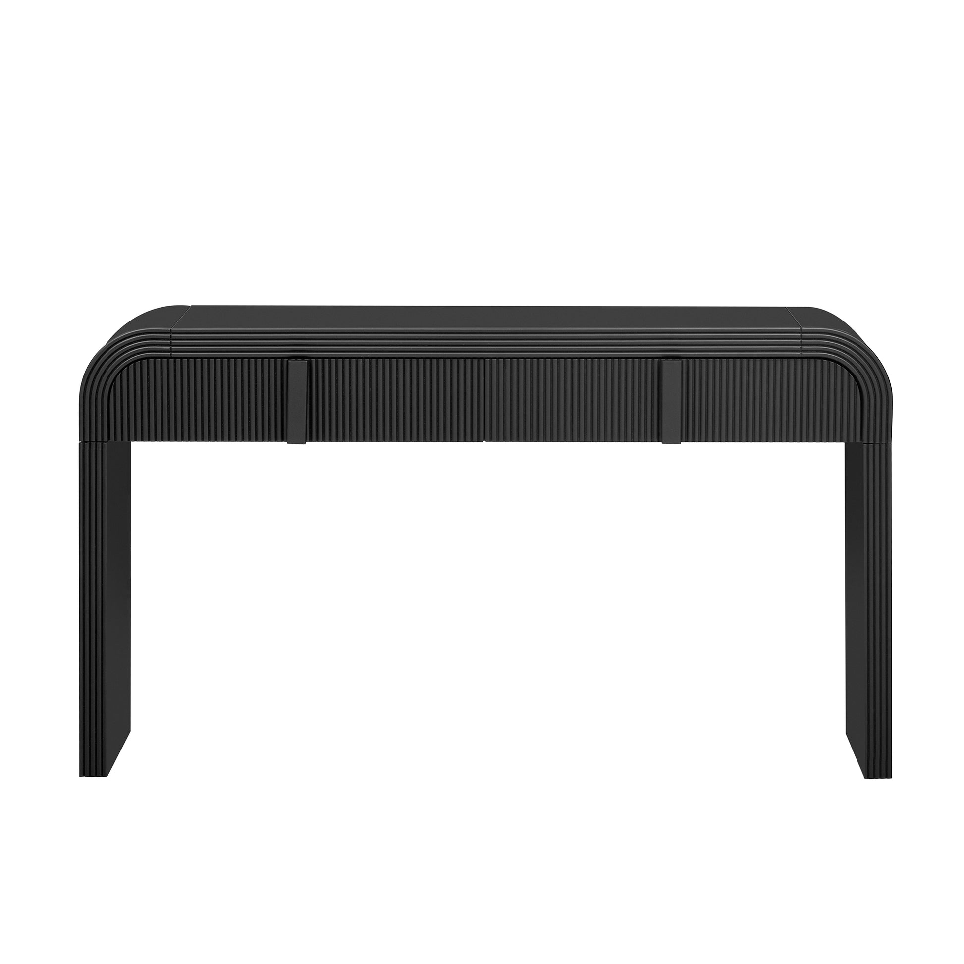 Unique Modern Rounded And Smooth Surface Console Table With 2 Drawers For Living Room And Entryway Black Black Primary Living Space Drawers Glossy Mdf