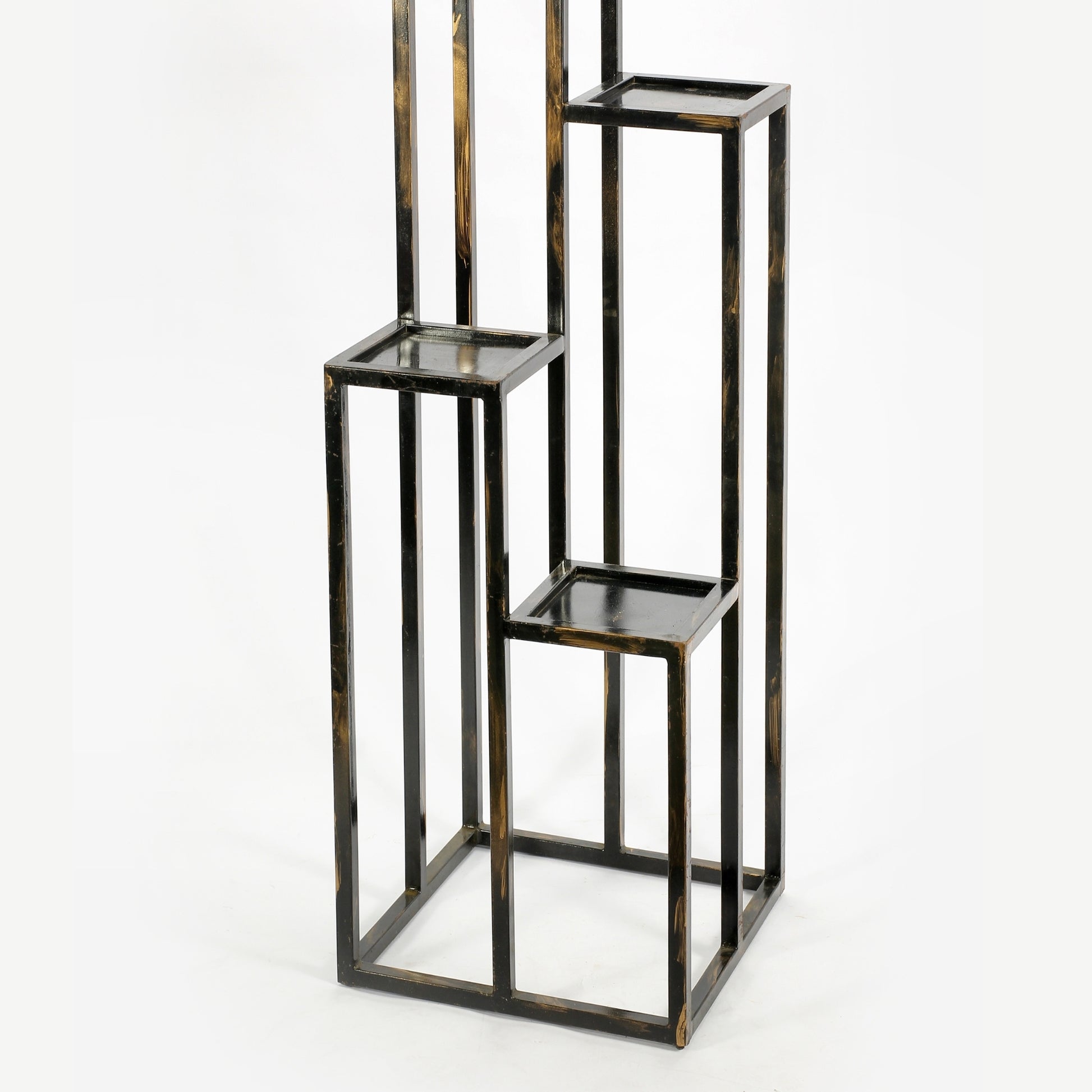 47.25" 4 Tier Black Gold Cast Metal Plant Stand Multicolor Metal