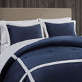 Plush To Sherpa Comforter Set Twin Navy Polyester