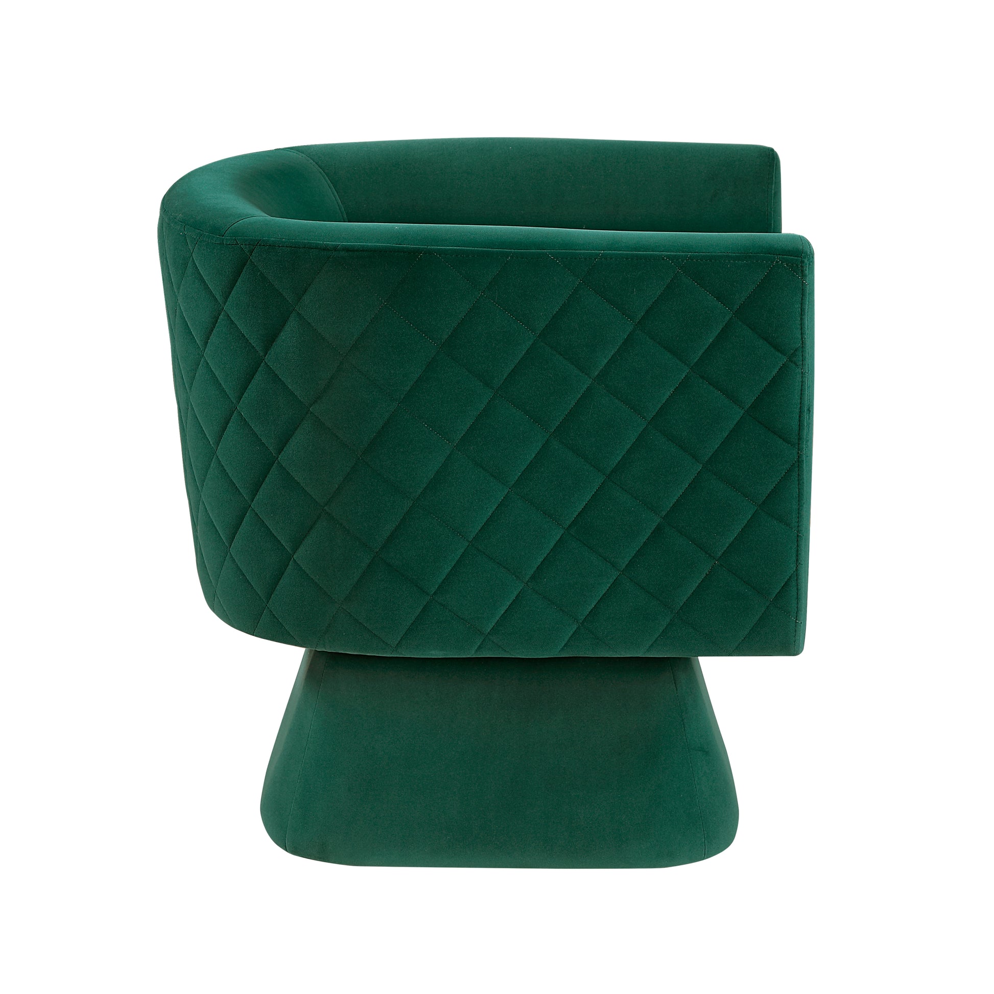 1Pc Swivel Chair Green Velvet Fabric Upholstery Solid Wood Diamond Pattern Stitched Back Comfort Chair Living Room Furniture Green Primary Living Space Contemporary Plywood,Solid Wood